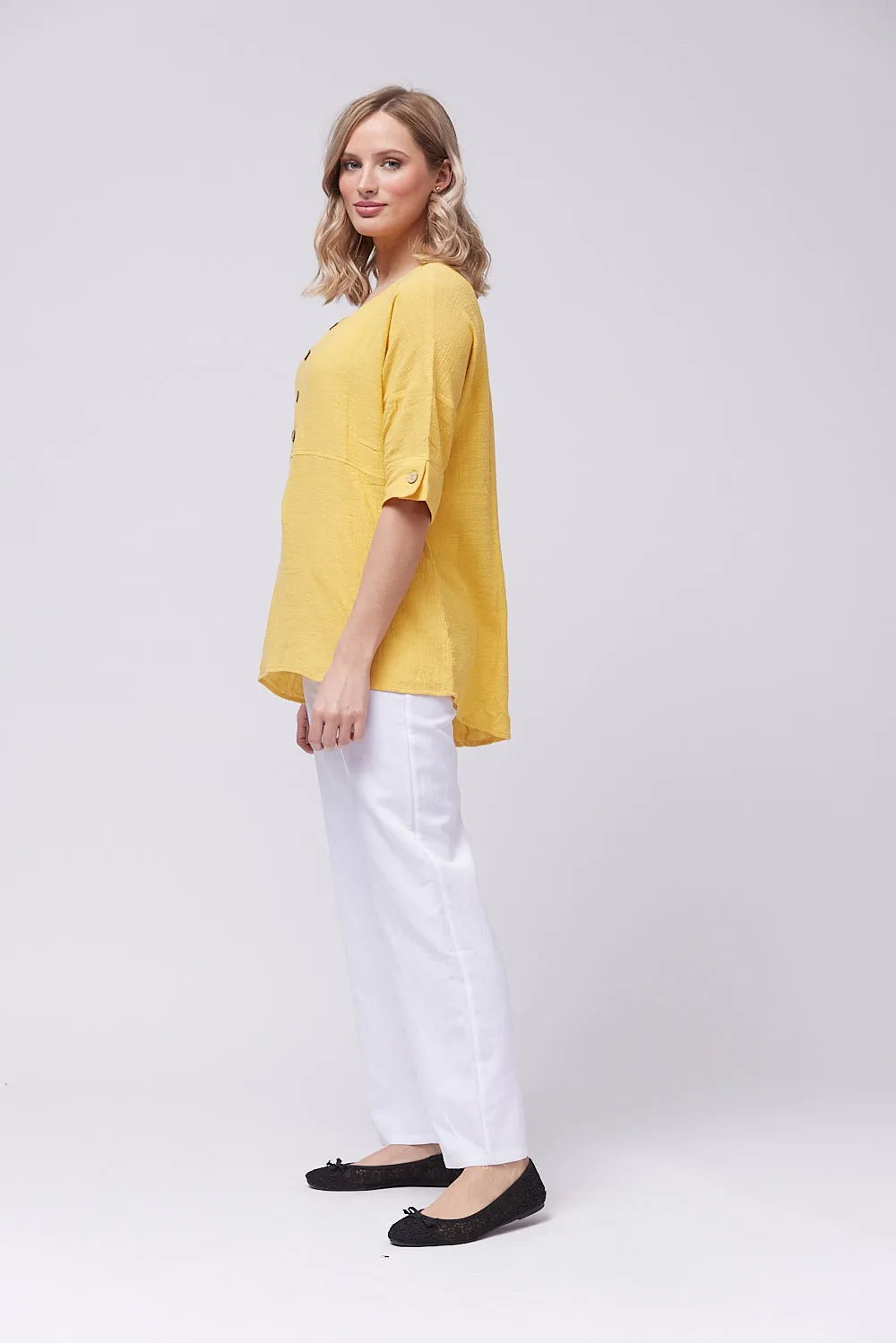 Saloos Button Placket Oversized Top