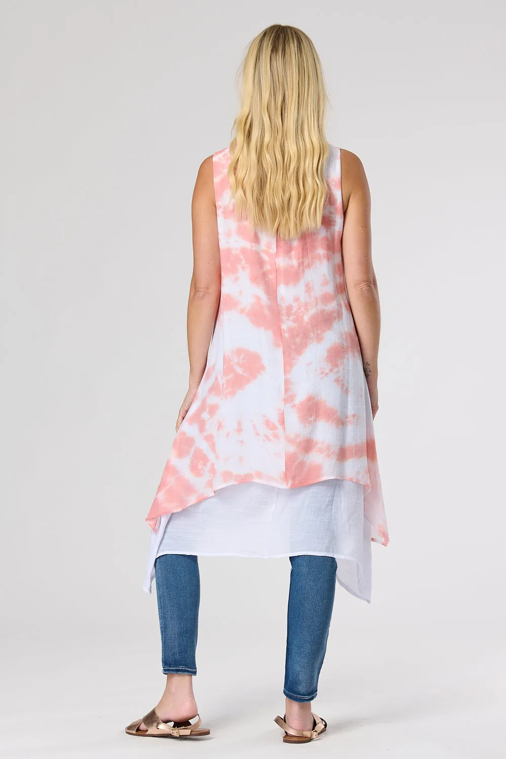 Saloos Swing Tie Dye Dress with Necklace