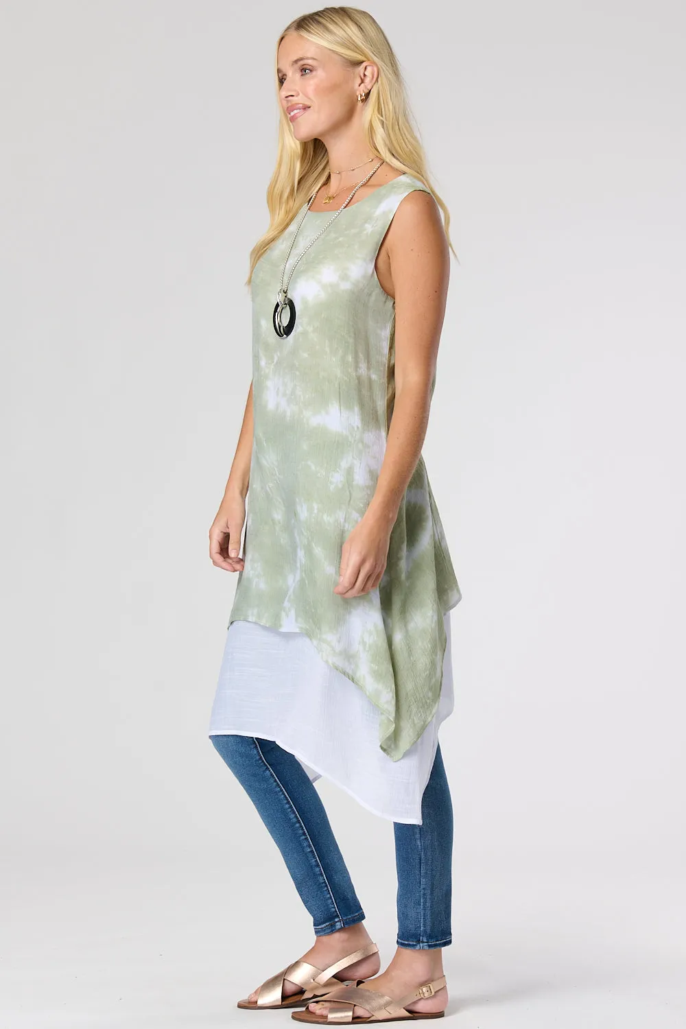 Saloos Swing Tie Dye Dress with Necklace