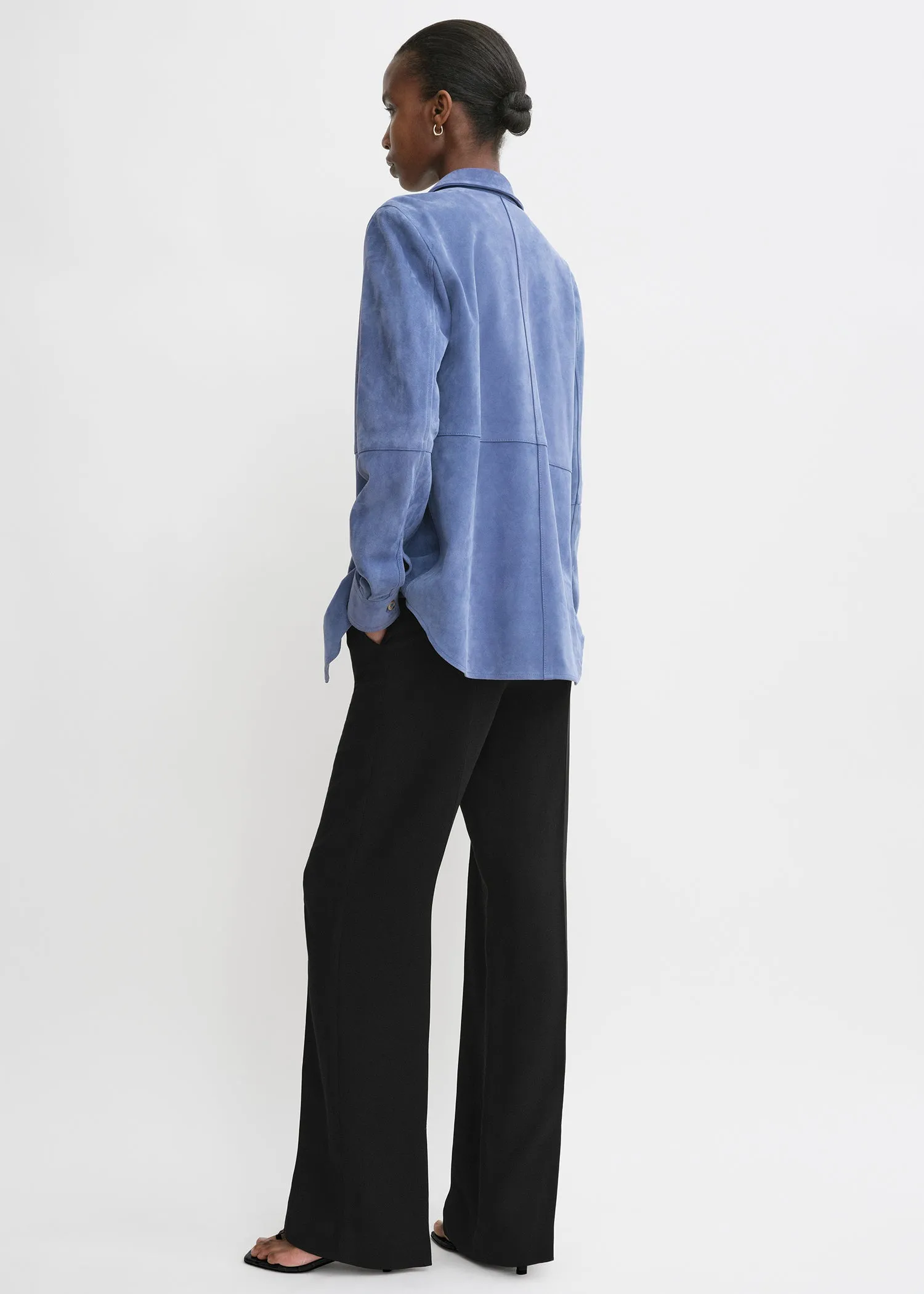 Soft suede shirt vibrant blue