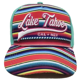 Souvenir Ball Cap Bright Peruvian Blanket Stripe Lake Tahoe Ball Cap