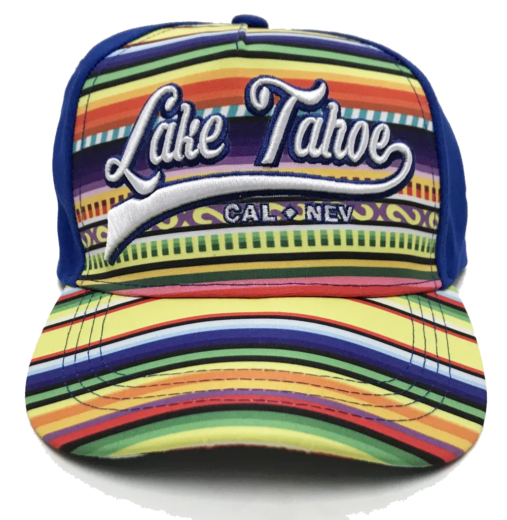 Souvenir Ball Cap Bright Peruvian Blanket Stripe Lake Tahoe Ball Cap