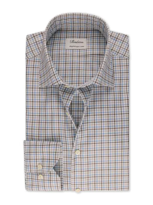 Stenstroms Brown Checked Twill Shirt