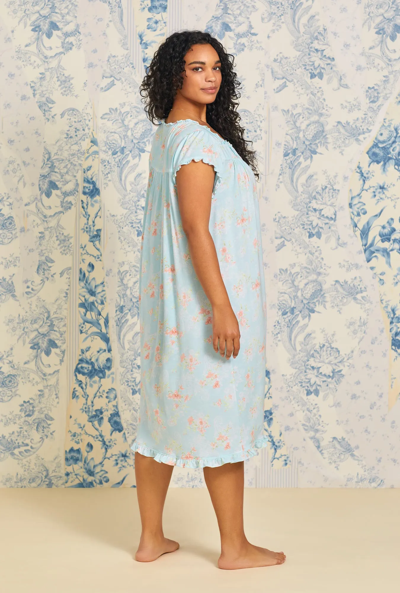 Tencel™  Aqua Wildflower Waltz Knit Nightgown