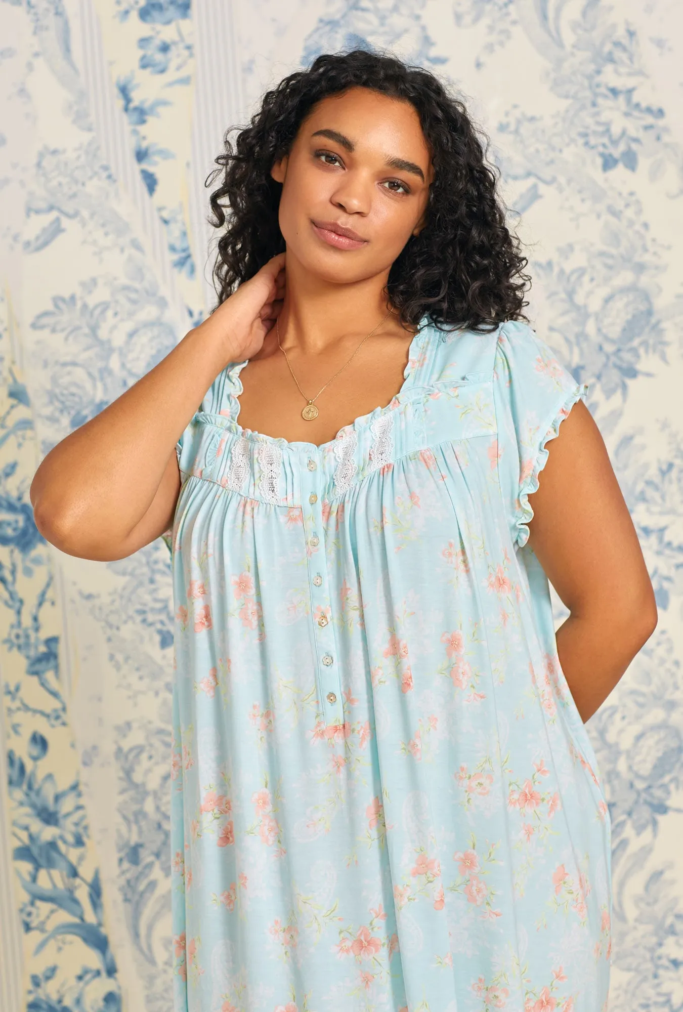 Tencel™  Aqua Wildflower Waltz Knit Nightgown