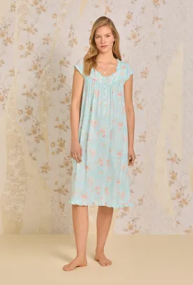 Tencel™  Aqua Wildflower Waltz Knit Nightgown