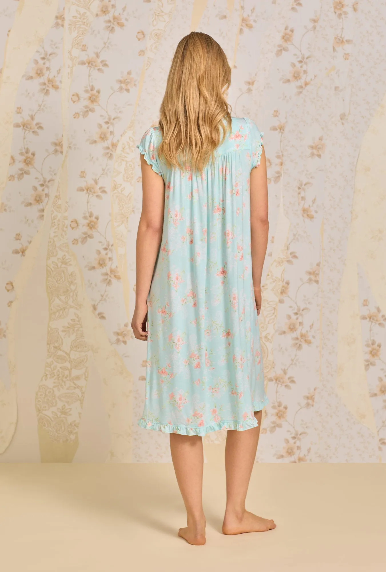 Tencel™  Aqua Wildflower Waltz Knit Nightgown