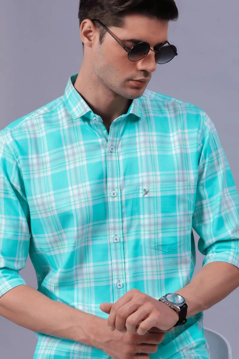 Turquoise Green Checks - Full-Stain Proof