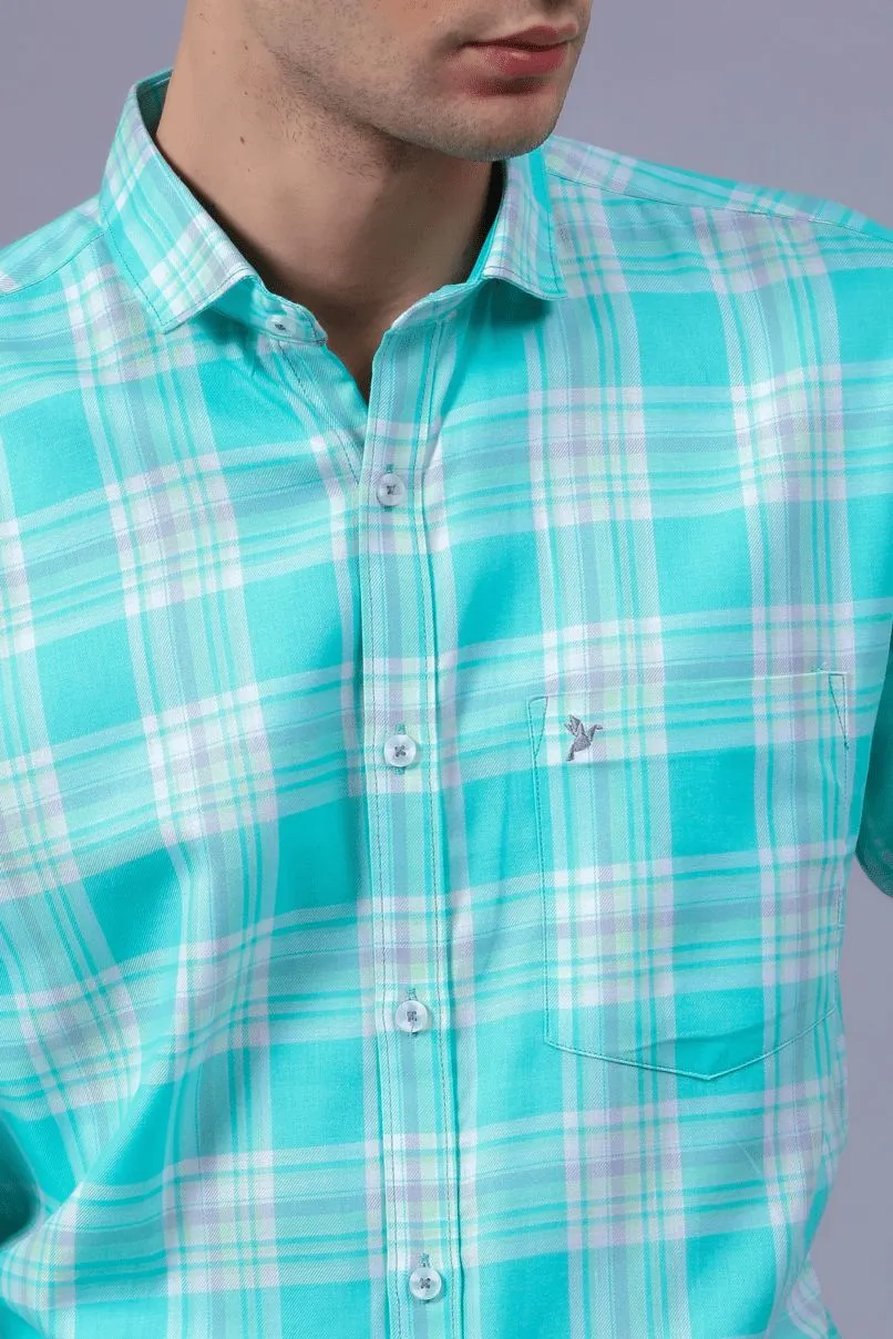 Turquoise Green Checks - Full-Stain Proof