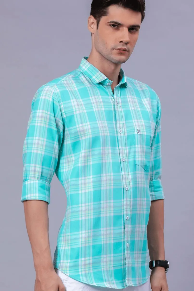 Turquoise Green Checks - Full-Stain Proof