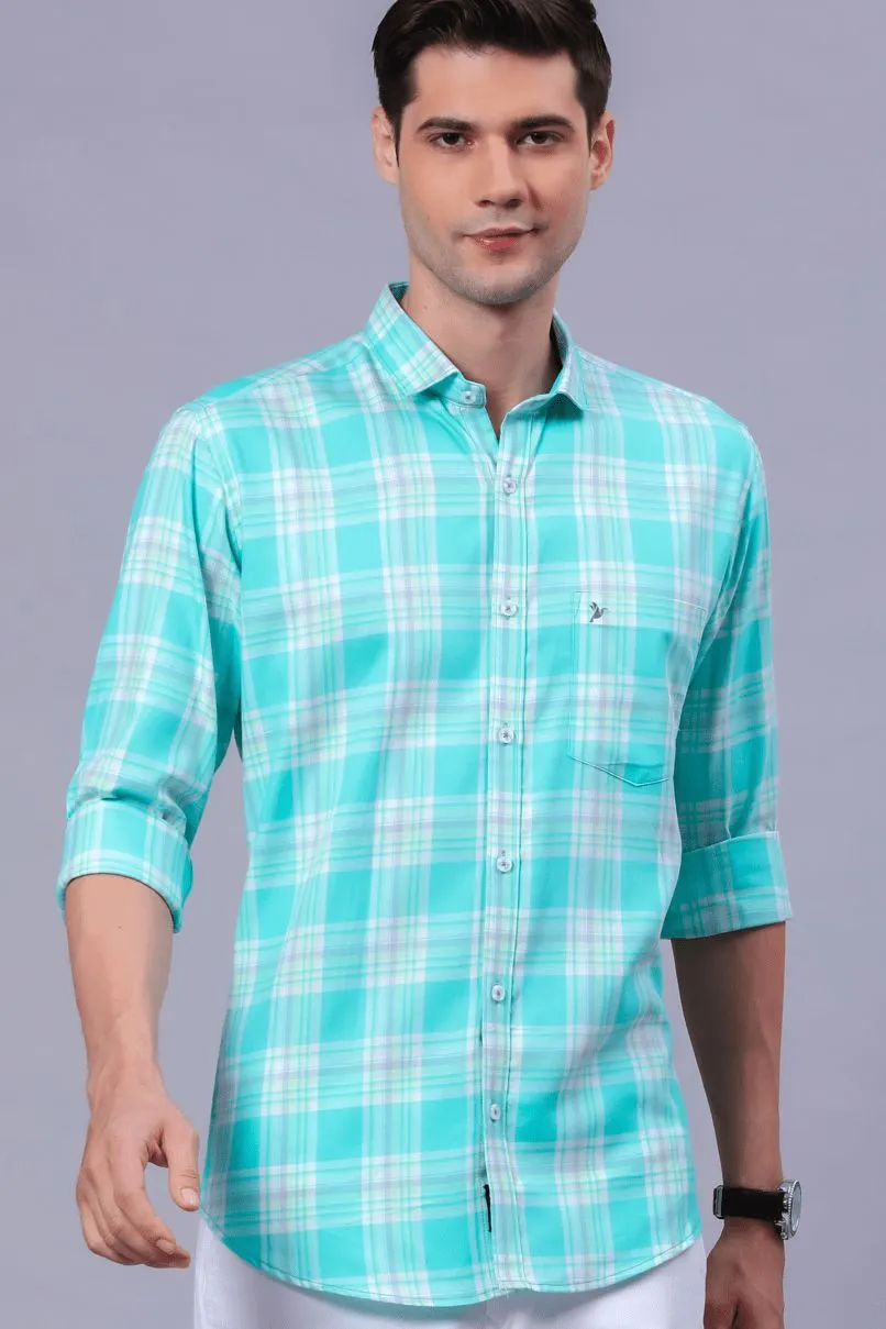 Turquoise Green Checks - Full-Stain Proof