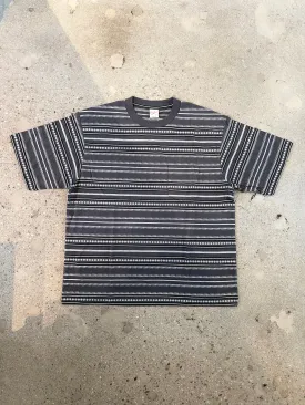 Velva Sheen Sonic Grey Jacquard Stripe T Shirt