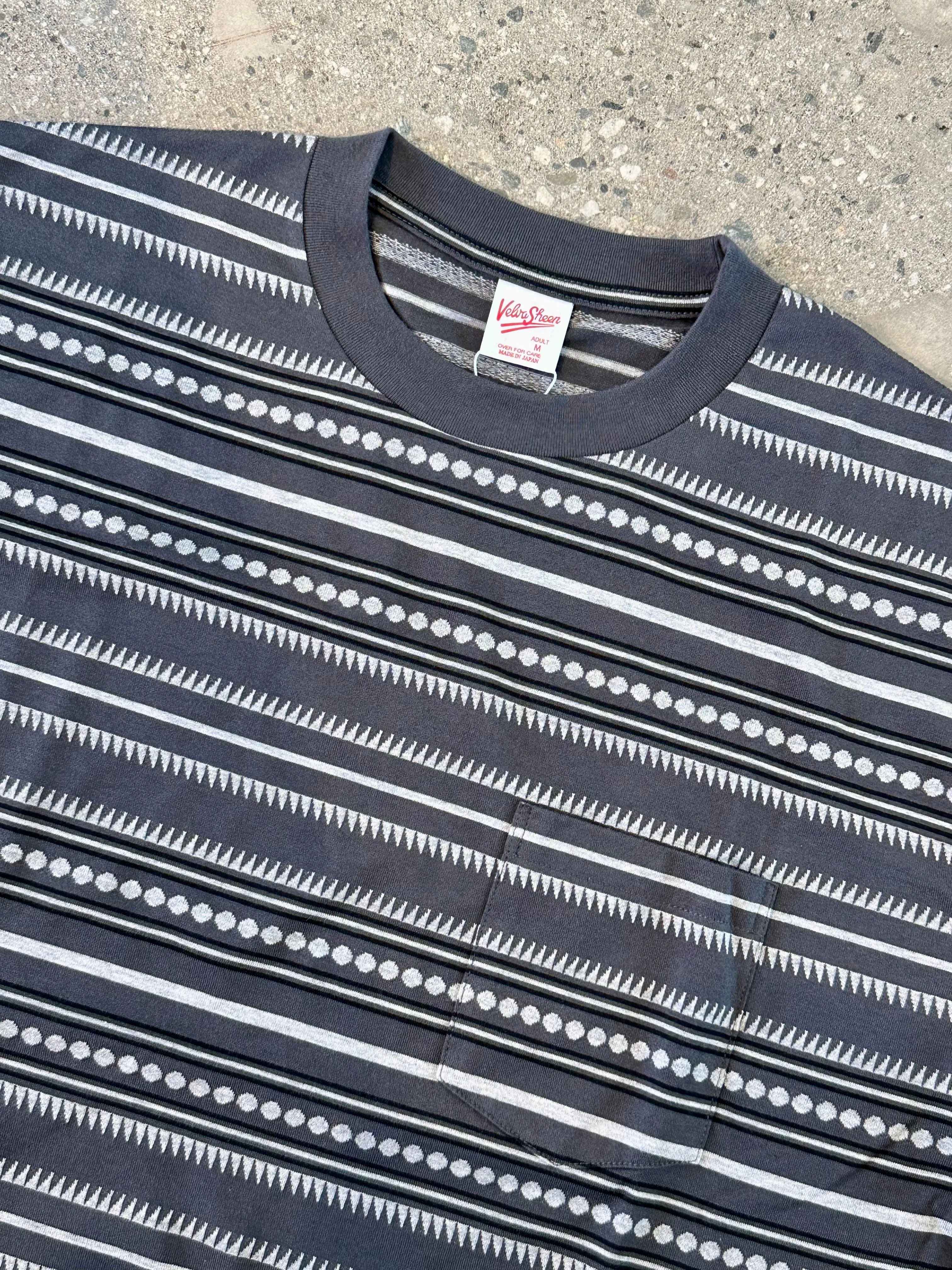 Velva Sheen Sonic Grey Jacquard Stripe T Shirt