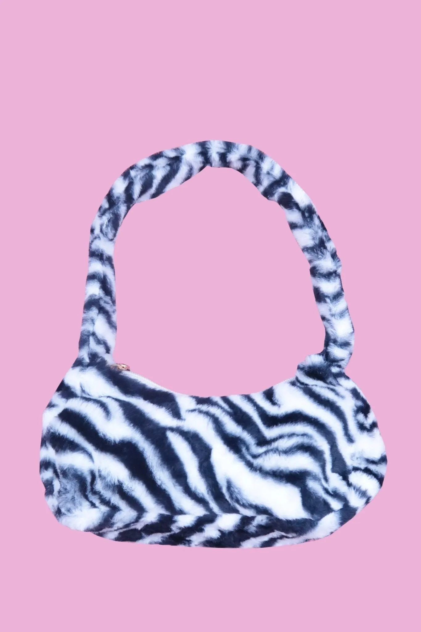 zebra print fluffy bag